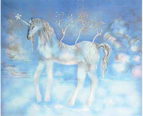 Salvador Dali (1904-1989) Spanish. A Unicorn, Lithograph, Signed and numbered 142/300 in Pencil, overall 21.5" x 29.5".