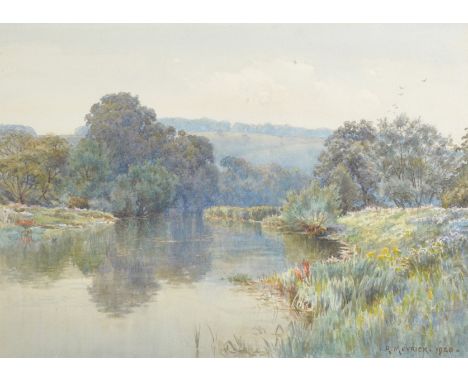 R... Meyrick (19th - 20th Century) British. A Tranquil River Landscape, Watercolour, Signed and Dated 1920, 10" x 14".