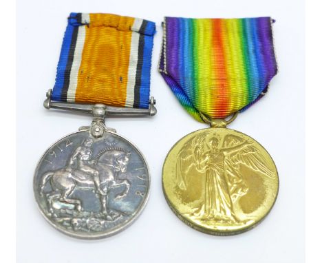 Two medals; WWI pair to 359742 Pte. R. Morgan, L'Pool R. 