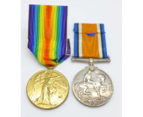A pair of WWI medals to 359664 Pte. G. St. C. Lawrence, L'Pool R. 