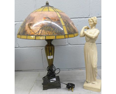 A resin figure and a table lamp **PLEASE NOTE THIS LOT IS NOT ELIGIBLE FOR POSTING AND PACKING** 