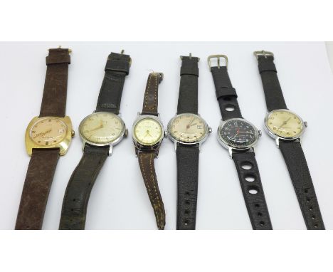 Six Timex wristwatches 