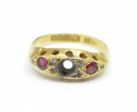 An 18ct gold ring, a/f, lacking stones, 1.7g, M 