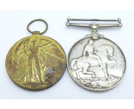 Two medals; WWI pair to 358986 Pte. H.A. Kendall, L'Pool R. 