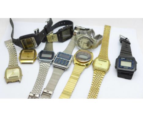 Ten Casio and Timex digital wristwatches, a/f 