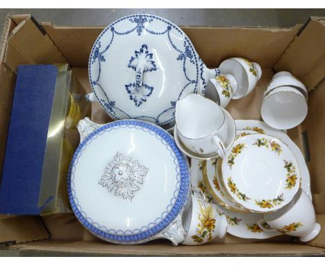 A Queen Anne six setting tea service, two saucers a/f, two lidded tureens and two Duchess china cups and saucers **PLEASE NOT