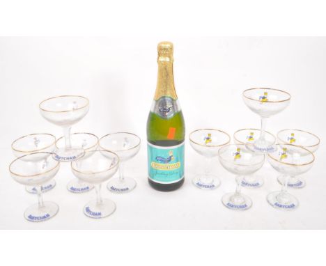 Babycham - A collection of twelve 12 vintage 20th century Babycham sparkling perry drinking glasses. With different design Ch