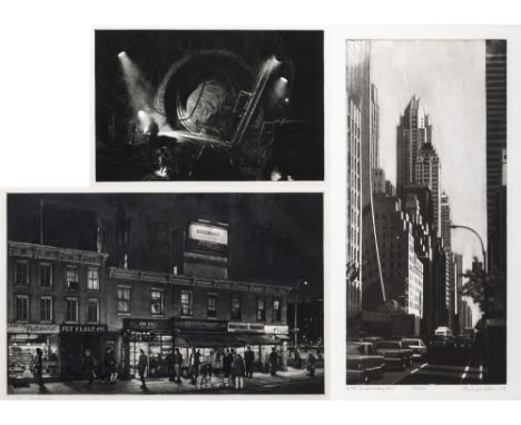 NY WATER TUNNEL Mezzotint, 2009, signed, dated, titled and numbered 173/200 in pencil, framed; Together with Frederick Mershi