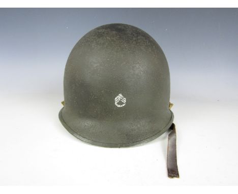 A Second World War US Army M1 'front seam' steel helmet