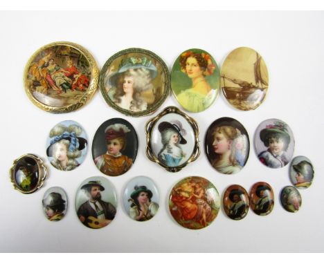 A quantity of 19th Century and later portrait miniatures, predominantly printed on porcelain