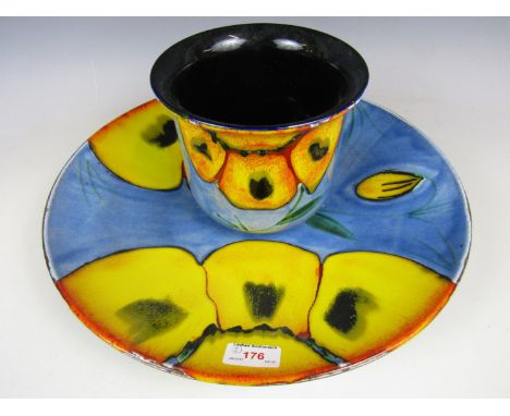 A contemporary Poole Pottery Wild Poppy charger and vase