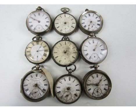 A quantity of vintage silver pocket watches (9)