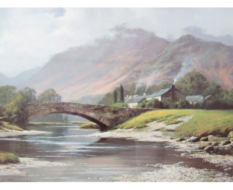 After Peter Symonds (Contemporary) Grange-in-Borrowdale, offset lithograph, framed and mounted under glass, 34 x 48 cm  
