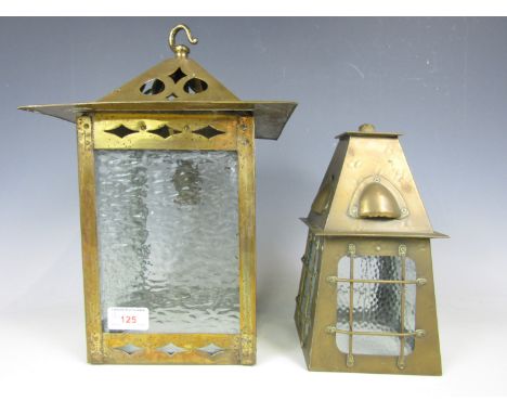 Two brass lantern shades