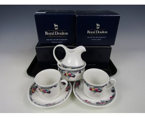 Boxed Royal Doulton Autumn Glory pattern tea wares, comprising six cups and saucers, sugar and cream