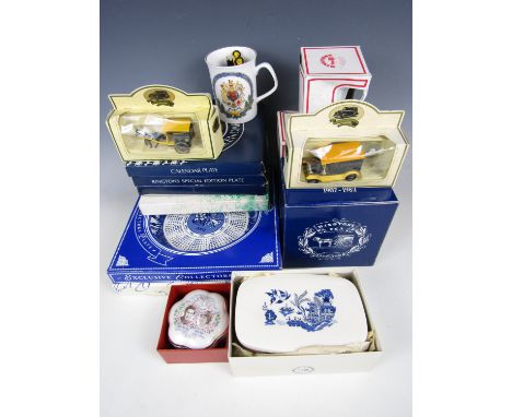 Sundry china including Ringtons collectors' plates and a tea caddy etc.