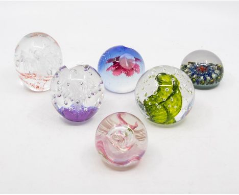 Six glass 20th Century paperweights, one Caithness