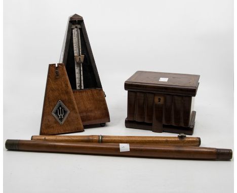 A Czech violin in case with a metronome and two flutes with box