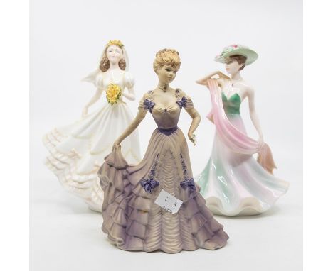 Three Coalport lady figures including The Romantic, Bride, Summer Days, First Waltz