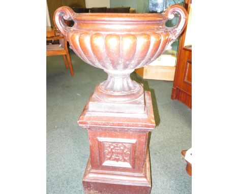 Large stoneware outdoor early 20th century two piece planter 96cm