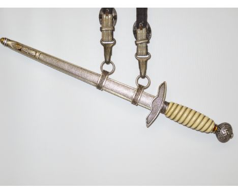 WWII German Paul Weyersberg &amp; co Luftwaffe dress dagger with scabbard, all fittings &amp; buckles