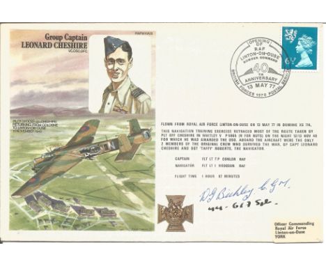 W. G. Bickley CGM signed Grp Cpt Leonard Cheshire FDC. Flown from RAF Linton-on-Ouse in Dominie XS 714 on a training exercise