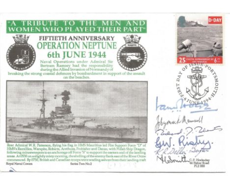 Sir Ian Hogg KCB NSC, Lt Cdr J. C. Dymock-Maunsell RN, R. D. Roberts CB, G. W. Risby, K. R. Dillon-Boylan, F. C. Smith signed