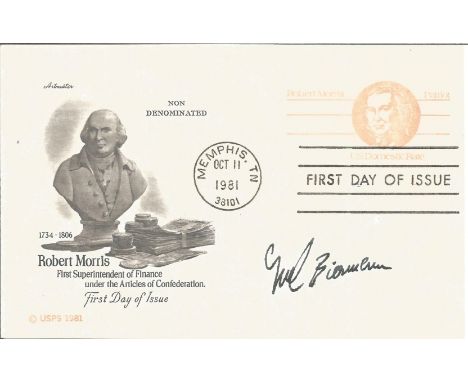 Melvin H. Bierman Enola Gay signed FdI Postcard Robert Morris First Superintendent of Finance under the Articles of Confedera