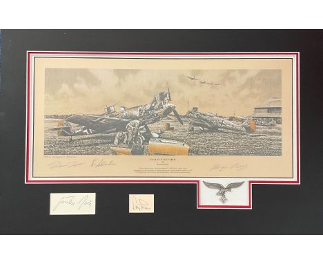 World War II multi signed 26x17 mounted limited collector's edition print 10/25 titled Eagles of the North signed in pencil b