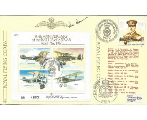 Sqn Ldr G. H. Bennions DFC signed 70th Anniversary of the Battle of Arras April-May 1917 FDC No. 17 of 1000. Flown in a forma