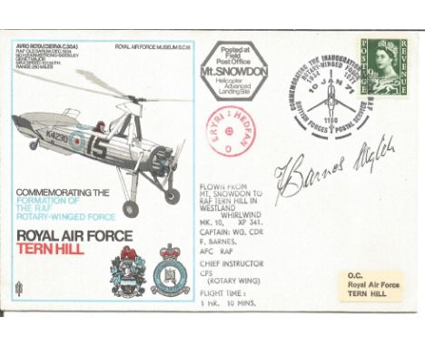 Wg Cdr F. Barnes AFC RAF with one other on reverse signed RAF Tern Hill Commemorating the Formation of the RAF Rotary-Winged 