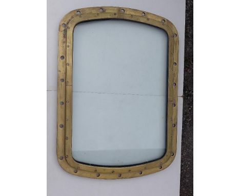 A  20thC rectangular brass porthole, 20" x 28".