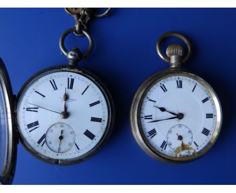 A Victorian silver cased pocket watch by J.W. Benson, No.36658, case diameter  47mm and a damaged gold plated pocket watch. (