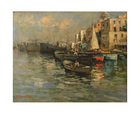 Dipinto ad olio su tavola in cornice in legno dorato. Cm 37x45Oil painting on panel in a giltwood frame. 37x45 cm