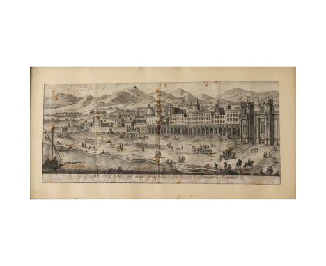 Stampa su carta in cornice (segni di umidità). Secolo XIX. Cm 16x36Print on paper in frame (signs of humidity). 19th century.