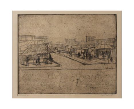 Acquaforte in cornice. Datato '60. Cm 22x27Framed etching. Dated '60. 22x27cm