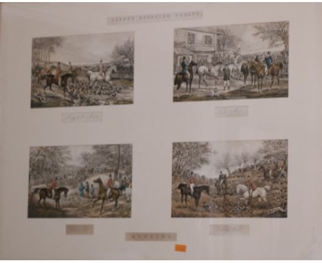 Hunting Prints: "Fores Sporting Sketches," a set of 8 - 19th Century colour Prints in two frames; and an attractive set of 4 