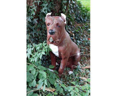 An unusual and attractive painted composition Model of a Mastiff Hound, seated, approx. 81cms (32")h, as is. (1)