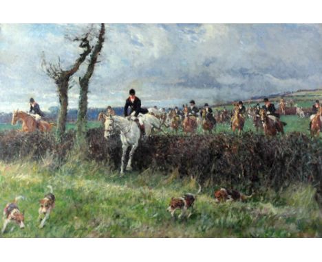 Gilbert Holiday (1879 - 1937)"The Hunt at Woolwich Drag," O.O.C., with Brigadier Boylan M.F.H., leading the field, atmospheri