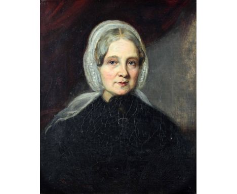 James Butler Brennan (R.U.A., Cork 1825-1889)"Portrait of a Lady with lace bonnet," O.O.C., approx. 36cms x 28cms (14" x 11")