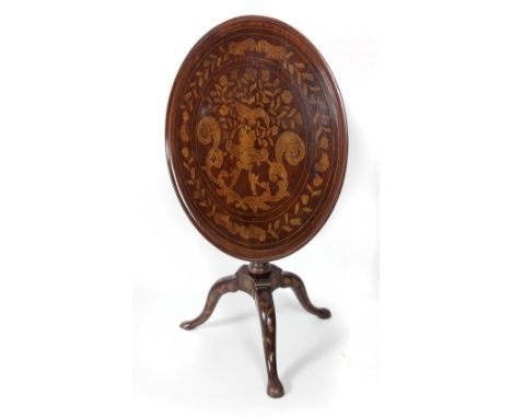 An early 19th Century Dutch marquetry circular flip top Centre Table, on tripod base, 72cms (28")w. (1)