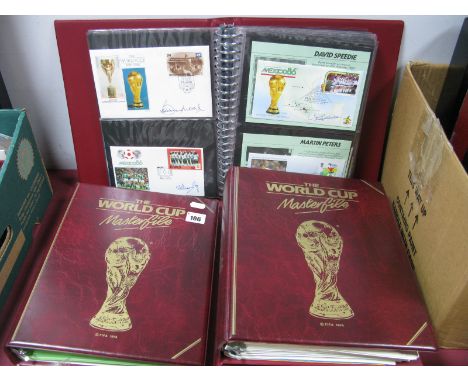 World Cup Masterfile, in four 'Fifa 1974' albums, containing stamps, First Day Covers, including signed editions by Bobby Moo