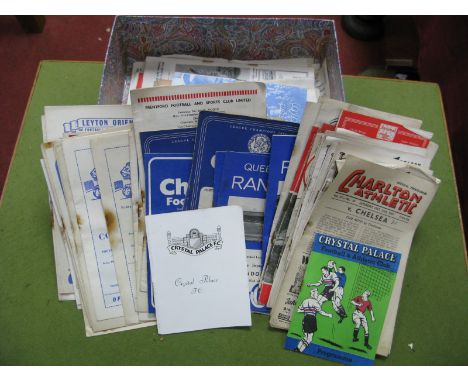 London Club Programmes, including 1947-48 Charlton v. Chelsea (score on face). Tottenham 1960-61 v. The Army. West Ham, Orien