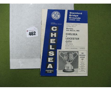 1965 League Cup Final Programme, Chelsea v. Leicester City, for the first leg game at Stamford Bridge.