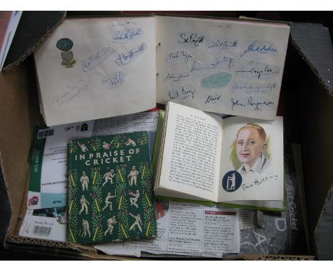 Cricket Autographs Circa Late 1940's, to include teams of Glamorgan, Surrey and Bedser Laker Twins, Fletcher on official club