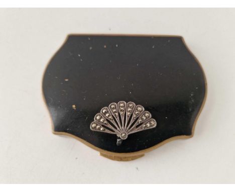 Art Deco enamel &amp; marcasite mirrored STRATTON compact