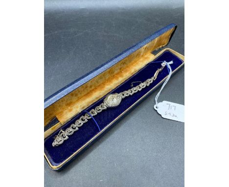 A ladies Rotary marcasite wrist watch, boxed