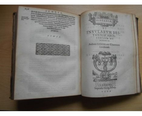 CAMDEN, W.   Britannia sive Florentissimorum Regnorum...   4th. ed. 1594, London, 8vo later hf. cf. lacks first t/p, otherwis