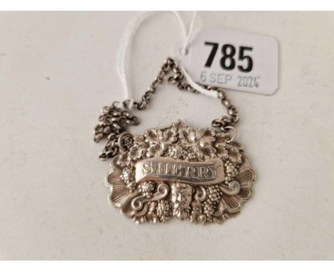 Georgian Embossed Sherry Ticket Decorated with Vine Motifs Birmingham 1836 by T&amp;P