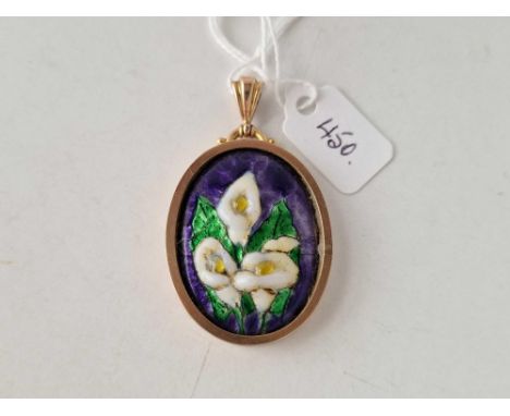 An oval gold and enamel locket